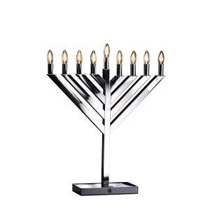 24 in LED Display Menorah in coated steel on an indoor desk